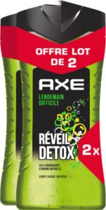3en1, Axe Axe Gel Douche Homme 3-en-1 Lendemain Difficile Réveil Détox 2x250ml