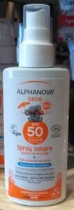alphanova spray solaire haute protection 50 bebe