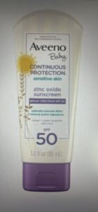 Aveeno Continuous Protection Sensitive Skin Zinc Oxide Sunscreen SPF 50