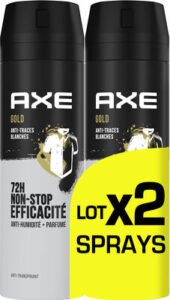 Axe AXE Anti-Transpirant Homme Gold 72h Anti-Humidité Lot 2x200ml