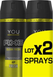 Axe Axe Déodorant Antibactérien YOU Clean Fresh Spray Lot 2x150ml