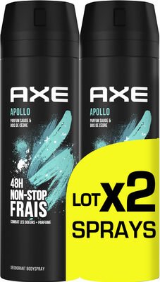 Axe AXE Déodorant Bodyspray Homme Apollo 48h Non-Stop Frais 2x200ml