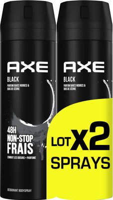 Axe AXE Déodorant Bodyspray Homme Black 48h Non-Stop Frais 2x200ml