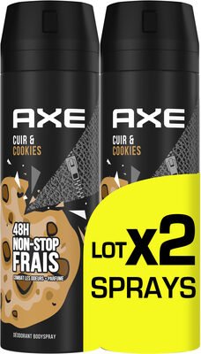 Axe AXE Déodorant Bodyspray Homme Collision Cuir & Cookies 48h Non-Stop Frais Lot 2x200ml
