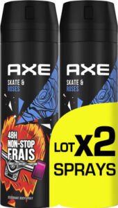 Axe AXE Déodorant Bodyspray Homme Skate & Roses 48h Non-Stop Frais Lot 2x200ml