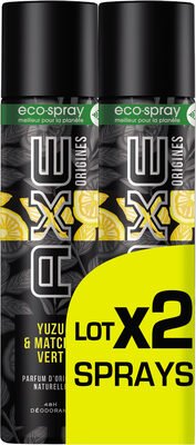 Axe AXE Déodorant Éco-Spray Origines Yuzu & Matcha Vert Lot 2x85ml