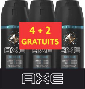Axe AXE Déodorant Homme Spray Cuir + Cookies Lot 6x150ml