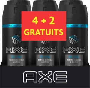 Axe AXE Déodorant Homme Spray Menthe Glaciale & Citron Spray Lot 6x150ml