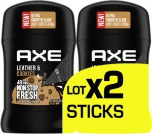 Axe AXE Déodorant Homme Stick Collision Cuir & Cookies 48 h Non-Stop Frais Lot 2x50ml