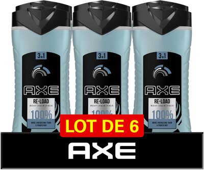Axe Axe Gel Douche 3-en-1 Homme Re-Load Frais et Vivifiant 6x400ml