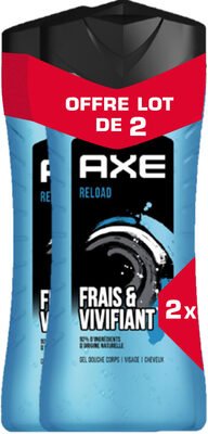 Axe Axe Gel Douche 3en1 Homme Re-Load Frais et Vivifiant Lot 2x400ml
