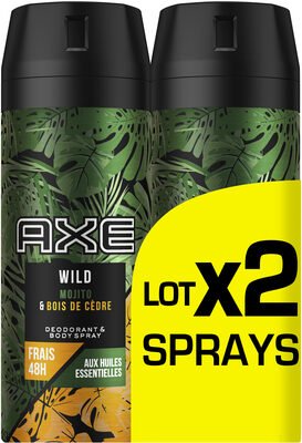 AXE AXE Wild Déodorant Homme Spray Mojito & Bois de Cedre Lot 2 x 150ml