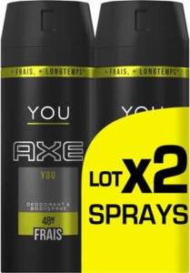 Axe AXE You Déodorant Homme Frais Jour & Nuit Spray Lot 2x150ML