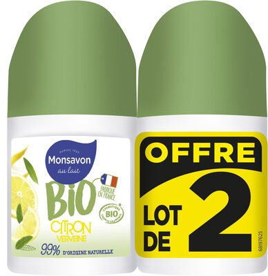 BIO, Monsavon MONSAVON BIO Déodorant Femme Bille Citron Touche de Verveine 2x50ml