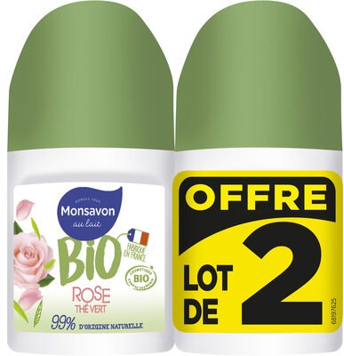 BIO, Monsavon MONSAVON BIO Déodorant Femme Bille Rose Thé Vert 2x50ml