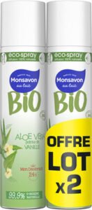 BIO, Monsavon Monsavon BIO Déodorant Femme Spray Aloe Véra Vanille 2x75ml