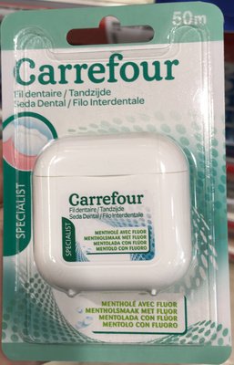 Carrefour Fil dentaire Specialist mentholé avec fluor
