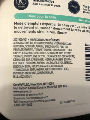 Cerave nettoyant moussant visage
