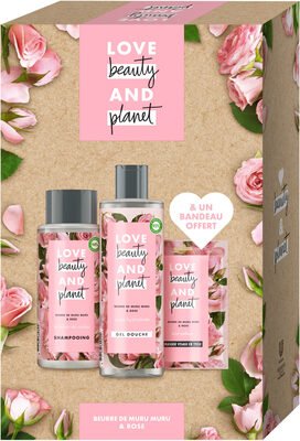 E BEAUTY & PLANET, Love Beauty and Planet Love Beauty And Planet Coffret Shampooing, Gel douche, Masque en Tissu Beurre de Muru Muru et Rose x1