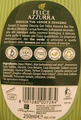 Felce Azzurra bio, Paglieri The verde e zenzero doccia gel