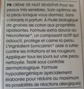 Hema Sensitive night cream