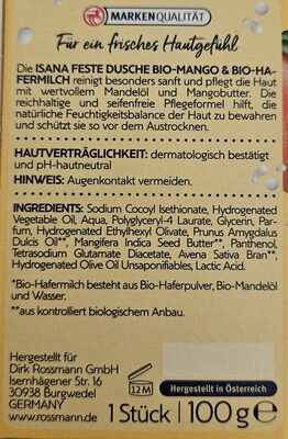 Isana, Rossmann Feste Dusche Bio-Mango Bio-Hafermilch