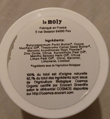 Le Moly Déodorant crème menthe citron vert