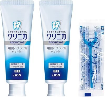 Lion, Clinica CLINICA Advantage Gel Toothpaste (for electric toothbrushes) (Pack of 2) + CLINICA ADVANTAGE Dental Floss Y-Type