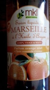 mkl, mkl green nature Savon liquide de Marseille à l’Huile d’Argan (parfum Orange Miel)