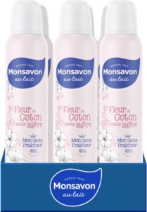 Monsavon MONSAVON Anti-Transpirant Femme Spray Fleur de Coton Toute Légère 6x200ml