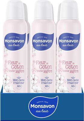 Monsavon MONSAVON Anti-Transpirant Femme Spray Fleur de Coton Toute Légère 6x200ml