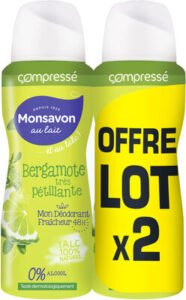 Monsavon Monsavon Déodorant Femme Spray Compressé Bergamote Très Pétillante 2x100ml