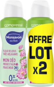 Monsavon Monsavon Déodorant Femme Spray Compressé Fleur de Lotus Presque Divine 2x100ml