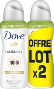 Unilever, Dove DOVE Déodorant Femme Anti-Transpirant Spray Compressé Invisible Dry 2x100ml