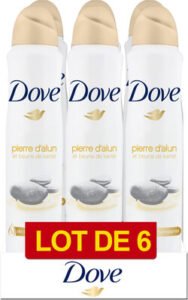 Unilever, Dove DOVE Déodorant Femme Spray Pierre d’Alun et Beurre de Karité 6x200ml