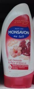 Unilever, Monsavon Douche crème hydratante Lait, Grenade & Fleur d’hibiscus