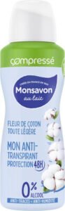 Unilever, Monsavon Monsavon Anti-Transpirant Femme Spray Compressé Fleur de Coton Toute Légère 100ml
