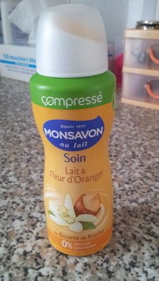 Unilever, MONSAVON Soin Lait & Fleur d’Oranger au beurre de Karité – 0% alcool, 0% paraben – MONSAVON – compressé