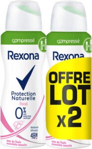 Unilever, Rexona REXONA 0% Compressé Déodorant Femme Anti Transpirant Protection Naturelle Senteur Floral Lot 2x100ml