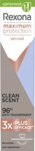 Unilever, Rexona Rexona Déodorant Aérosol Compressé Femme Anti-Transpirant Maximum Protection 96H Clean Scent 100ml