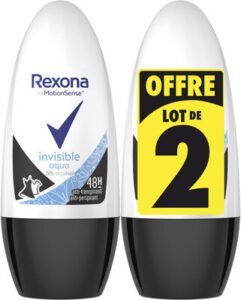 Unilever, Rexona REXONA Déodorant Femme Bille Invisible Aqua 50ml Lot de 2