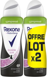 Unilever, Rexona Rexona Déodorant Femme Spray Anti-Transpirant Compressé Invisible Pure 2x100ml