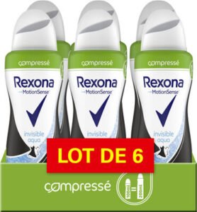 Unilever, Rexona Rexona Déodorant Femme Spray Anti-Transpirant Compressé Invisible Aqua 6x100ml
