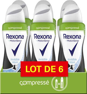 Unilever, Rexona Rexona Déodorant Femme Spray Anti-Transpirant Compressé Invisible Aqua 6x100ml