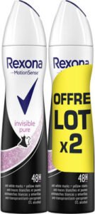 Unilever, Rexona Rexona Déodorant Femme Spray Anti-Transpirant Invisible Pure 2x200ml