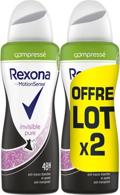 Unilever, Rexona Rexona Déodorant Femme Spray Anti-Transpirant Compressé Invisible Pure 2x100ml