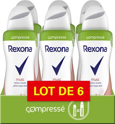 Unilever, Rexona REXONA Déodorant Femme Spray Musc Compressé 100ml Lot de 6