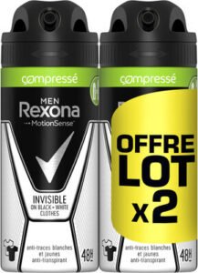 Unilever, Rexona REXONA Men Anti-Transpirant Invisible Black White Compressé Lot 2x100ml
