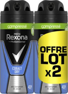 Unilever, Rexona, Rexona Men Rexona Men Déodorant Homme Spray Anti-Transpirant Compressé Cobalt Dry 2x100ml