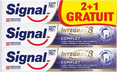 Unilever, Signal, Intégral 8 Signal Intégral 8 Dentifrice Complet Tube Lot de 2+1 offert x 75ml